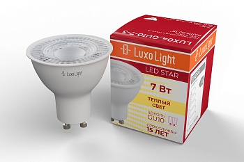 Лампа светодиодная LuxoLight GU10 7W 3000K LUX04-GU10-7-3